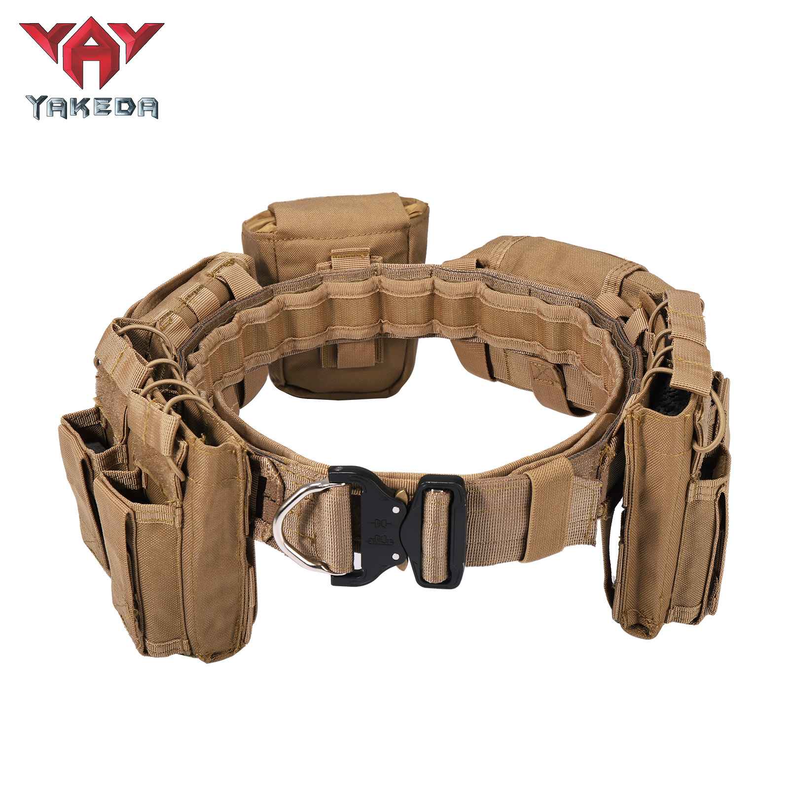 Yakeda MOLLE Quick Release Combat Battle Belt With Pouches Heavy Duty Inner & Outer Belt Tactical Belt Set