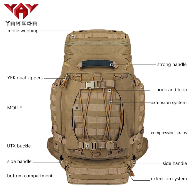 Big capacity Yakeda rucksack Military Tactical Bag Outdoor Waterproof Hiking Camping Backpack