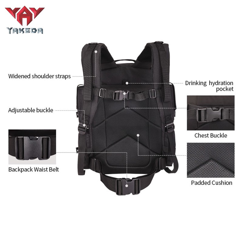 Yakeda Wholesale outdoor hiking Multifunctional molle breathable laptop bags military tactical backpack