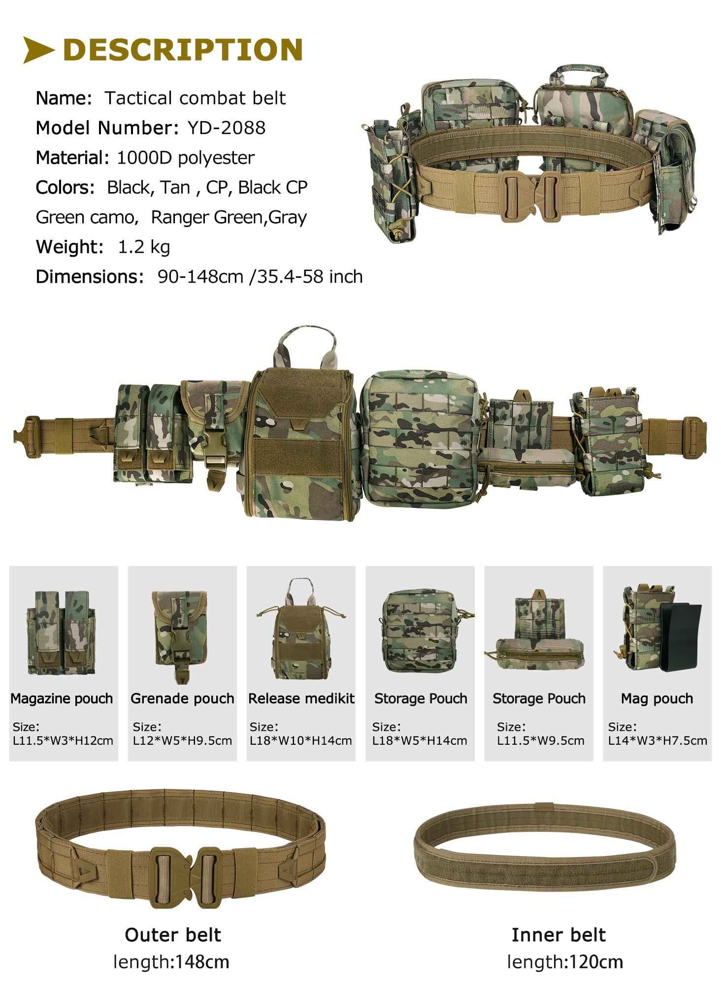 military combat belt detail